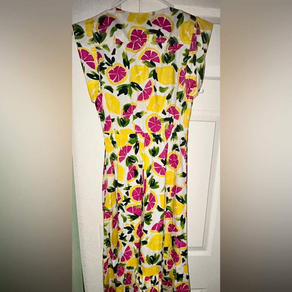 Steve Madden Yellow White Pink Citrus Print Maxi Dress - Picture 3 of 4